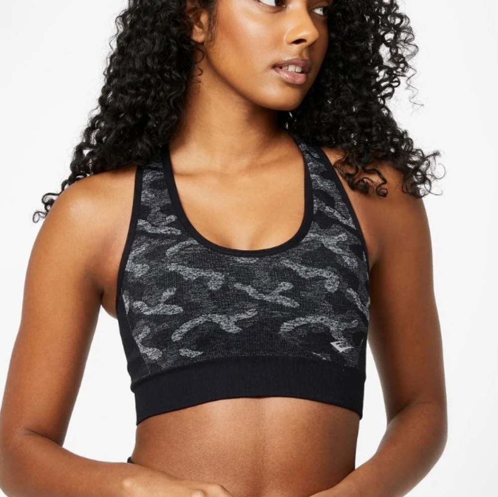 NWT Jockey Women's Black and Gray Sports Bra Camo